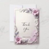 Pink Floral Frame Thank You Card サンキューカード (正面)