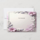 Pink Floral Frame Thank You Card サンキューカード (裏面)