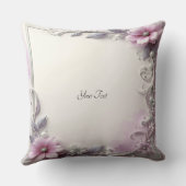 Pink Floral Frame Throw Pillow クッション (裏面)