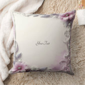 Pink Floral Frame Throw Pillow クッション (ブランケット)