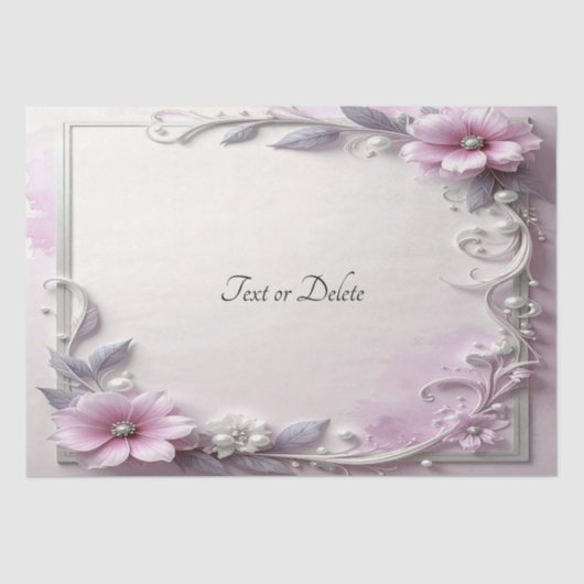 Pink Floral Frame Tissue Paper 薄葉紙 (正面)