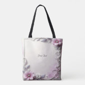Pink Floral Frame Tote Bag トートバッグ (裏面)