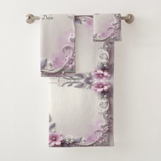 Pink Floral Frame Towel Set バスタオルセット (インサイチュ)