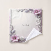 Pink Floral Frame Towel Set バスタオルセット (ウォッシュタオル)