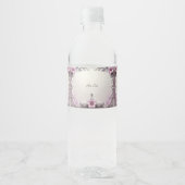 Pink Floral Frame Water Bottle Label ペットボトルラベル (正面)