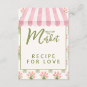 Pink Floral Fresh Off The Market Bridal Shower エンクロージャーカード (正面)