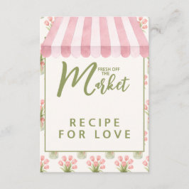 Pink Floral Fresh Off The Market Bridal Shower エンクロージャーカード