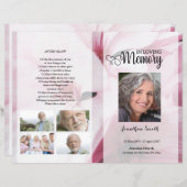 Pink floral Funeral Program template (正面/裏面)