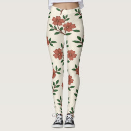 Pink Floral Garden Legging Print レギンス
