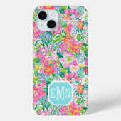 Pink Floral Garden Monogrammed Case-Mate iPhoneケース (裏面)
