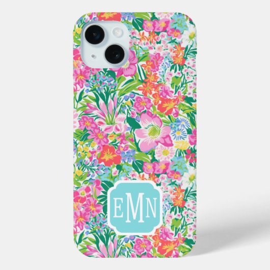 Pink Floral Garden Monogrammed Case-Mate iPhoneケース (裏面)
