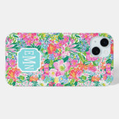 Pink Floral Garden Monogrammed Case-Mate iPhoneケース (裏面 (横))