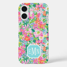 Pink Floral Garden Monogrammed iPhone 16ケース