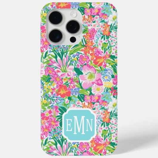 Pink Floral Garden Monogrammed Case-Mate iPhoneケース (裏面)