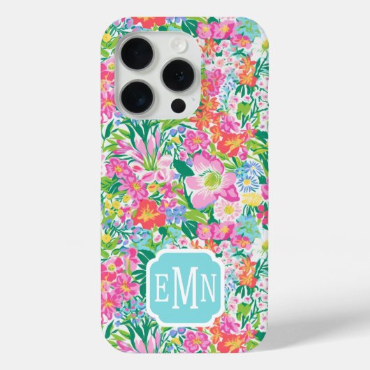 Pink Floral Garden Monogrammed Case-Mate iPhoneケース (裏面)