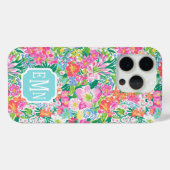 Pink Floral Garden Monogrammed Case-Mate iPhoneケース (裏面 (横))