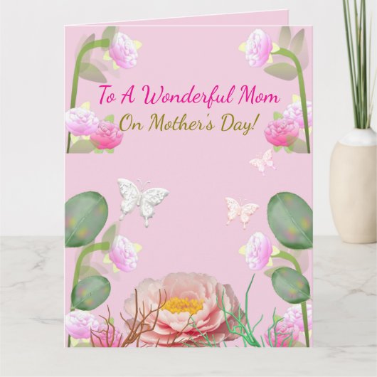 Pink Floral Garden Mother's Day カード (正面)