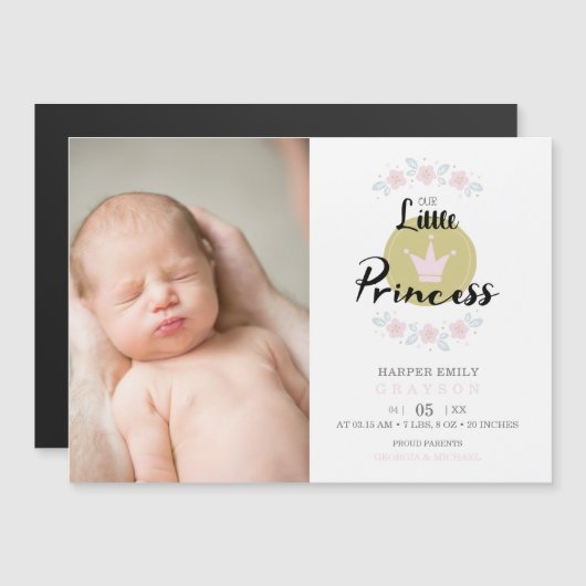 Pink Floral Garland Princess Crown Newborn Girl  (正面/裏面)