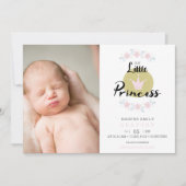 Pink Floral Garland Princess Crown Newborn Girl 案内状 (正面)