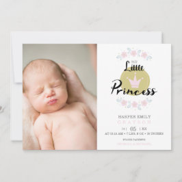 Pink Floral Garland Princess Crown Newborn Girl 案内状