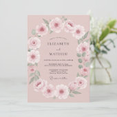Pink Floral Garland Wedding 招待状 (スタンド正面)