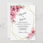 Pink Floral Geometric Wedding Invitation 招待状 (正面)