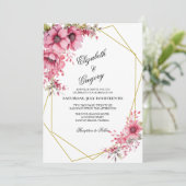 Pink Floral Geometric Wedding Invitation 招待状 (スタンド正面)