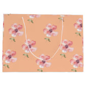 Pink Floral Gift Bag – Orange Pastel Pattern ラージペーパーバッグ (裏面)