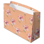 Pink Floral Gift Bag – Orange Pastel Pattern ラージペーパーバッグ (裏面アングル)