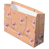 Pink Floral Gift Bag – Orange Pastel Pattern ラージペーパーバッグ (正面アングル)