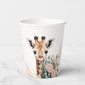 Pink Floral Giraffe Safari Baby Shower Paper Cup 紙コップ (裏面)