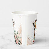 Pink Floral Giraffe Safari Baby Shower Paper Cup 紙コップ (右)