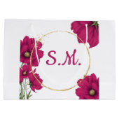 Pink Floral Gold Circle Gift Bag ラージペーパーバッグ (裏面)