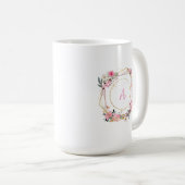Pink Floral Gold Geometric Mug コーヒーマグカップ (正面右)