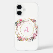 Pink Floral Gold Geometric Phone Case Case-Mate iPhoneケース (裏面)