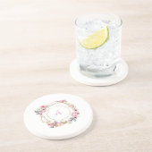 Pink Floral Gold Geometric Sandstone Coaster コースター (側面)
