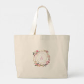 Pink Floral Gold Geometric Tote Bag ラージトートバッグ (裏面)