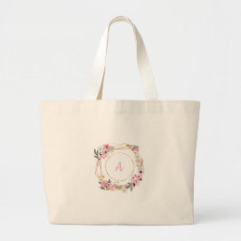 Pink Floral Gold Geometric Tote Bag ラージトートバッグ