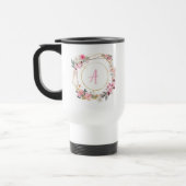 Pink Floral Gold Geometric Travel Mug トラベルマグ (左)