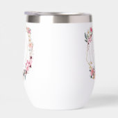 Pink Floral Gold Geometric Wine Tumbler (右面)