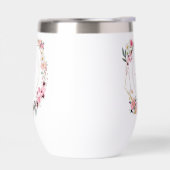 Pink Floral Gold Geometric Wine Tumbler (左面)