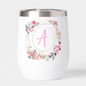 Pink Floral Gold Geometric Wine Tumbler (背面)