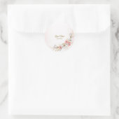 Pink Floral Golden Peach Modern Wedding Party ラウンドシール (バッグ)