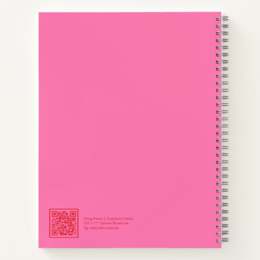Pink Floral Gradient Spiral Notebook ノートブック (裏面)