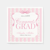 Pink Floral Graduation スタンダードカクテルナプキン (正面)