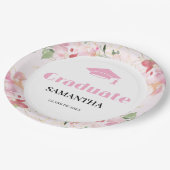 Pink Floral Graduation  ペーパープレート (アングル)