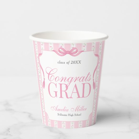 Pink Floral Graduation 紙コップ (正面)