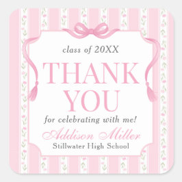 Pink Floral Graduation Announcement  スクエアシール