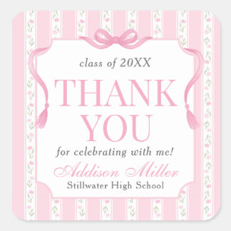 Pink Floral Graduation Announcement  スクエアシール