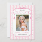 Pink Floral Graduation Announcement  招待状 (正面)